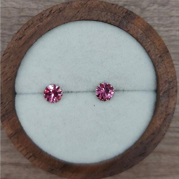 Platinum Plated 925 Silver October Birthstone CZ Stud Earrings - Picture 1 of 7